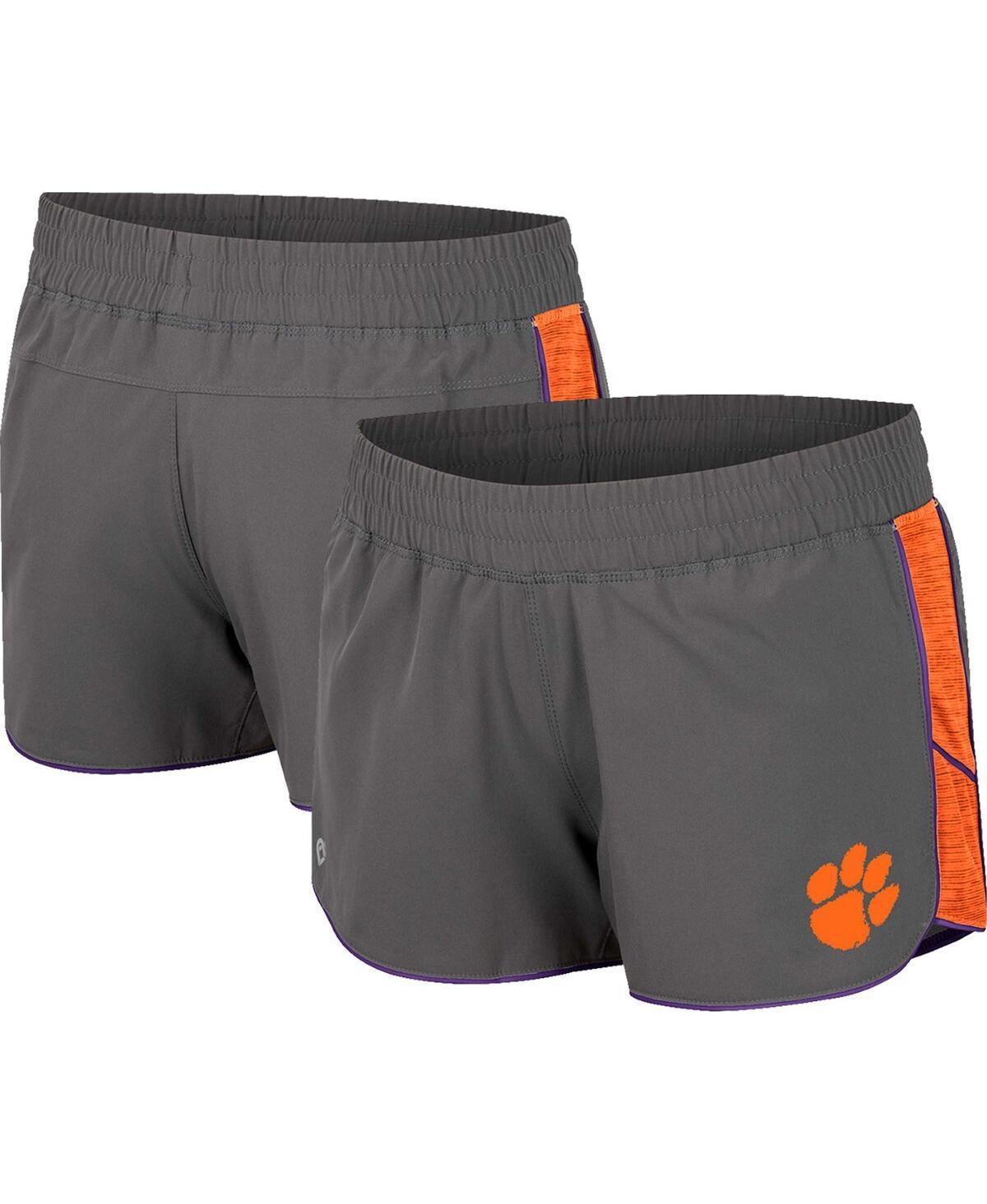 Women's Colosseum Gray Clemson Tigers Pull The Switch Running Shorts, Size: Large, Grey Product Image