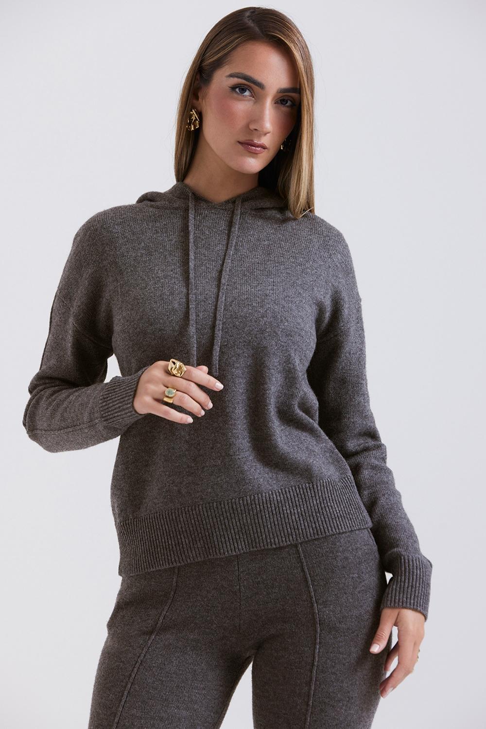 Jionni Charcoal Cashmere Blend Hoodie Product Image