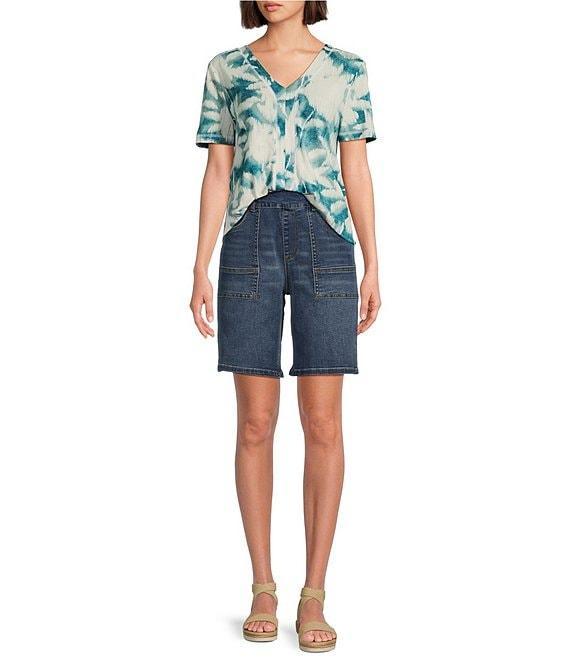 Westbound Enchanted Garden Print Short Sleeve V-Neck Top Product Image