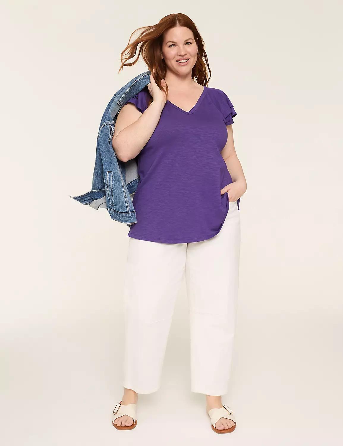 Double Flutter-Sleeve V-Neck Top Product Image