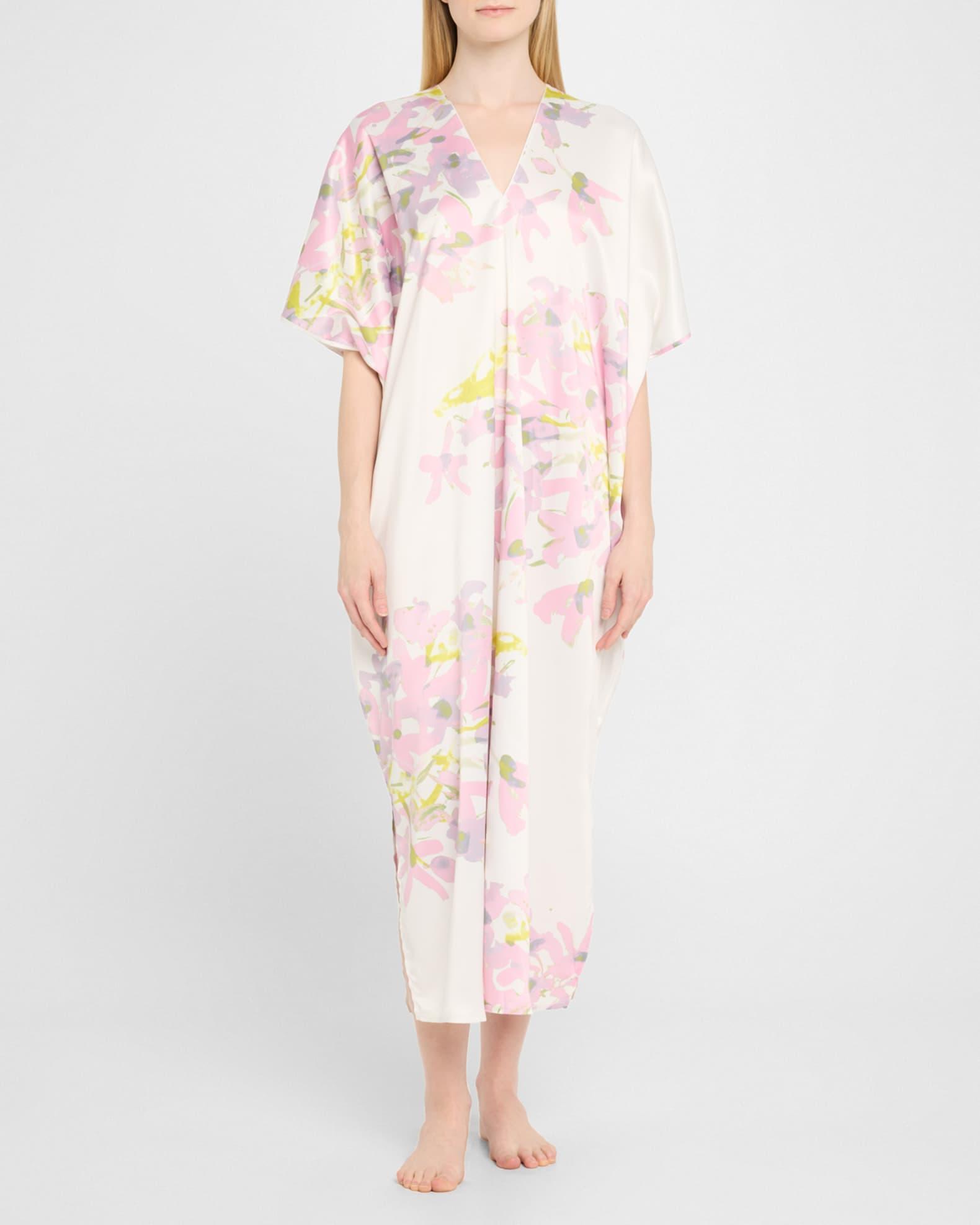 Sumi-E Floral-Print Charmeuse Midi Caftan Product Image