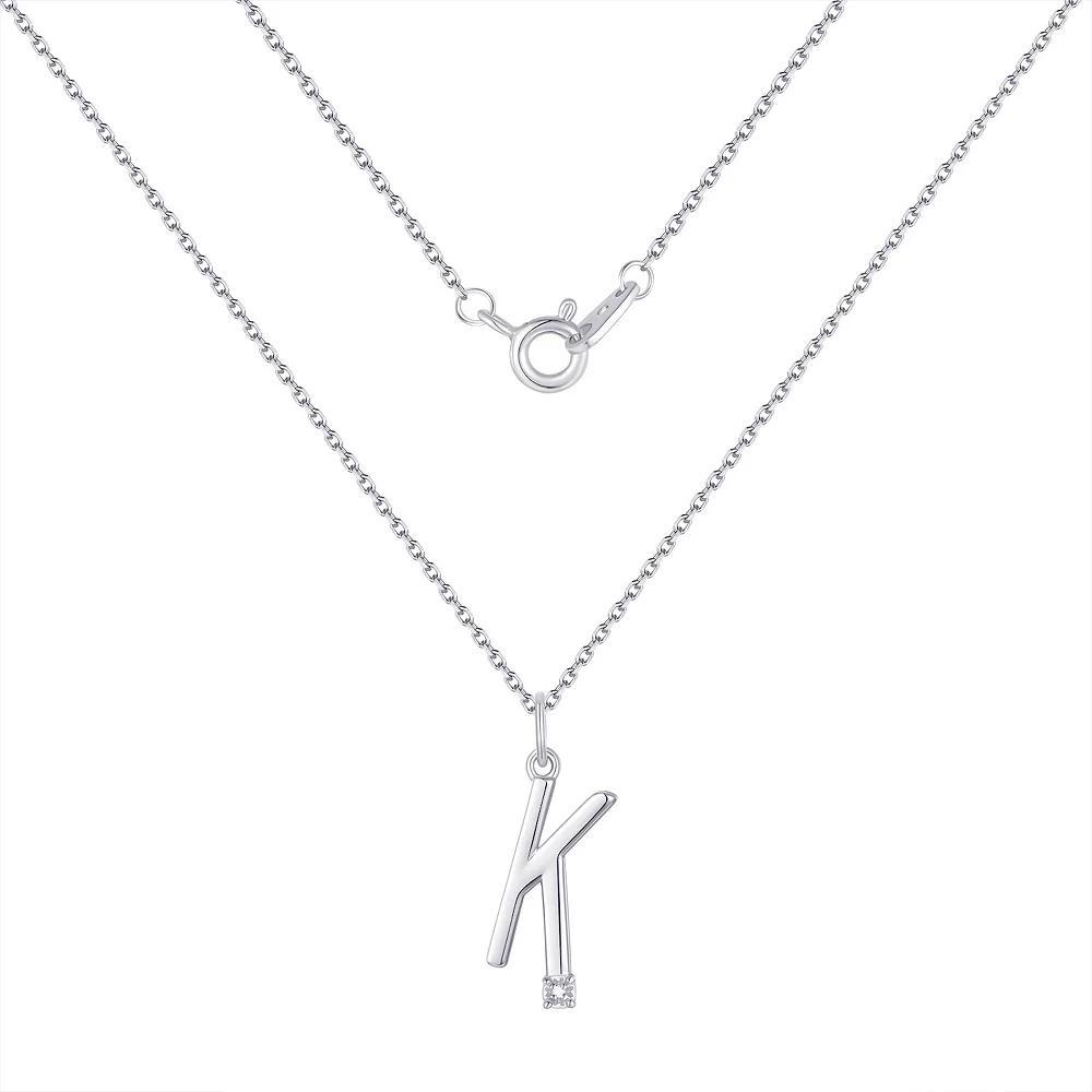 Forever Radiant Diamond Accent Initial Pendant Necklace, Women's, Size: 18", Silver Tone K Product Image