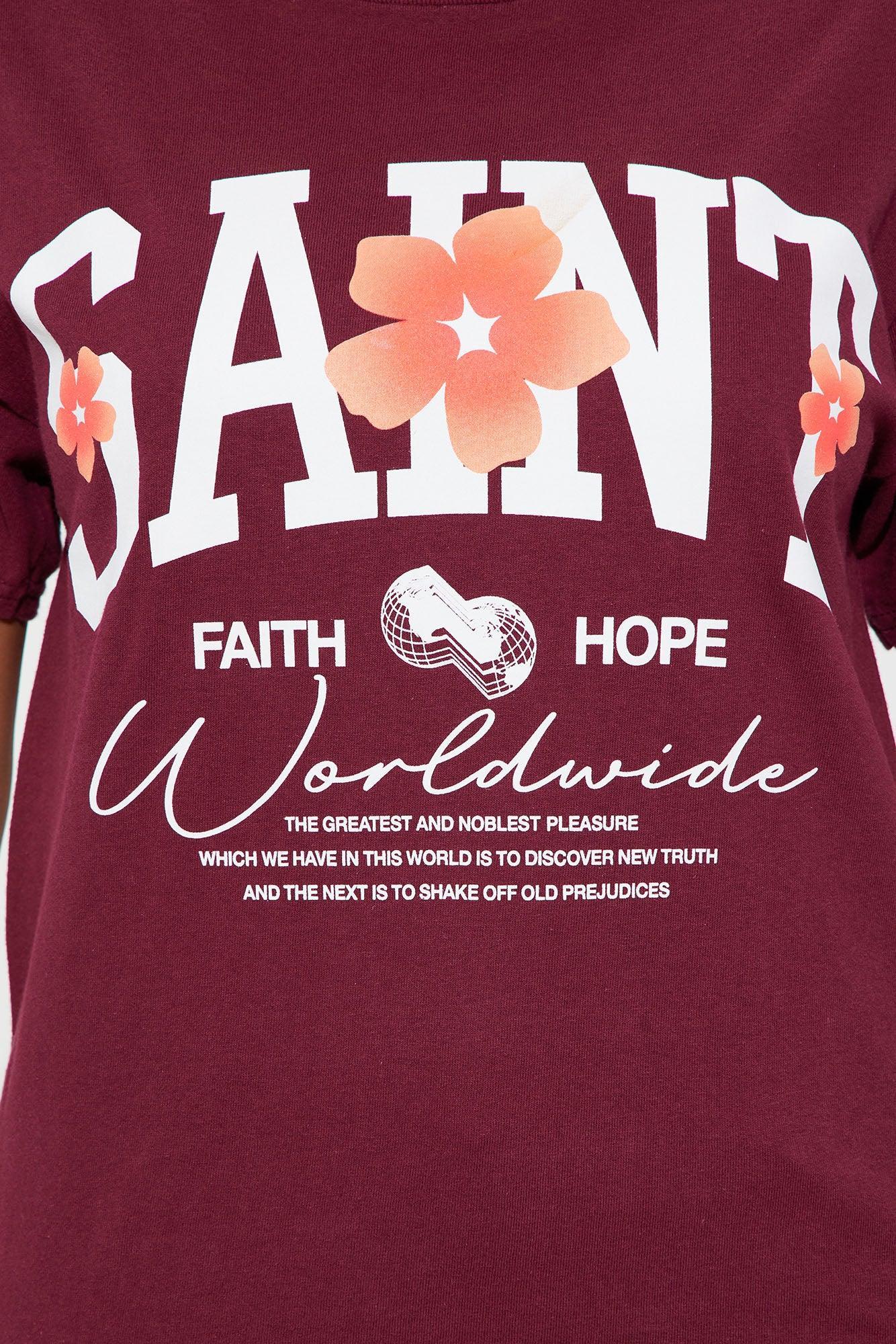Saint Faith And Hope Worldwide Vintage Washed Tee - Burgundy Female Product Image