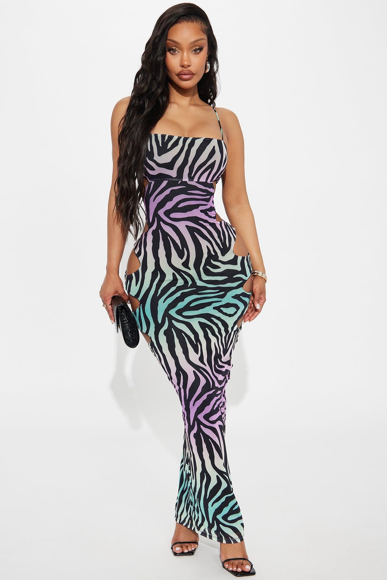 Leila Cut Out Mesh Maxi Dress - Purple/combo Product Image