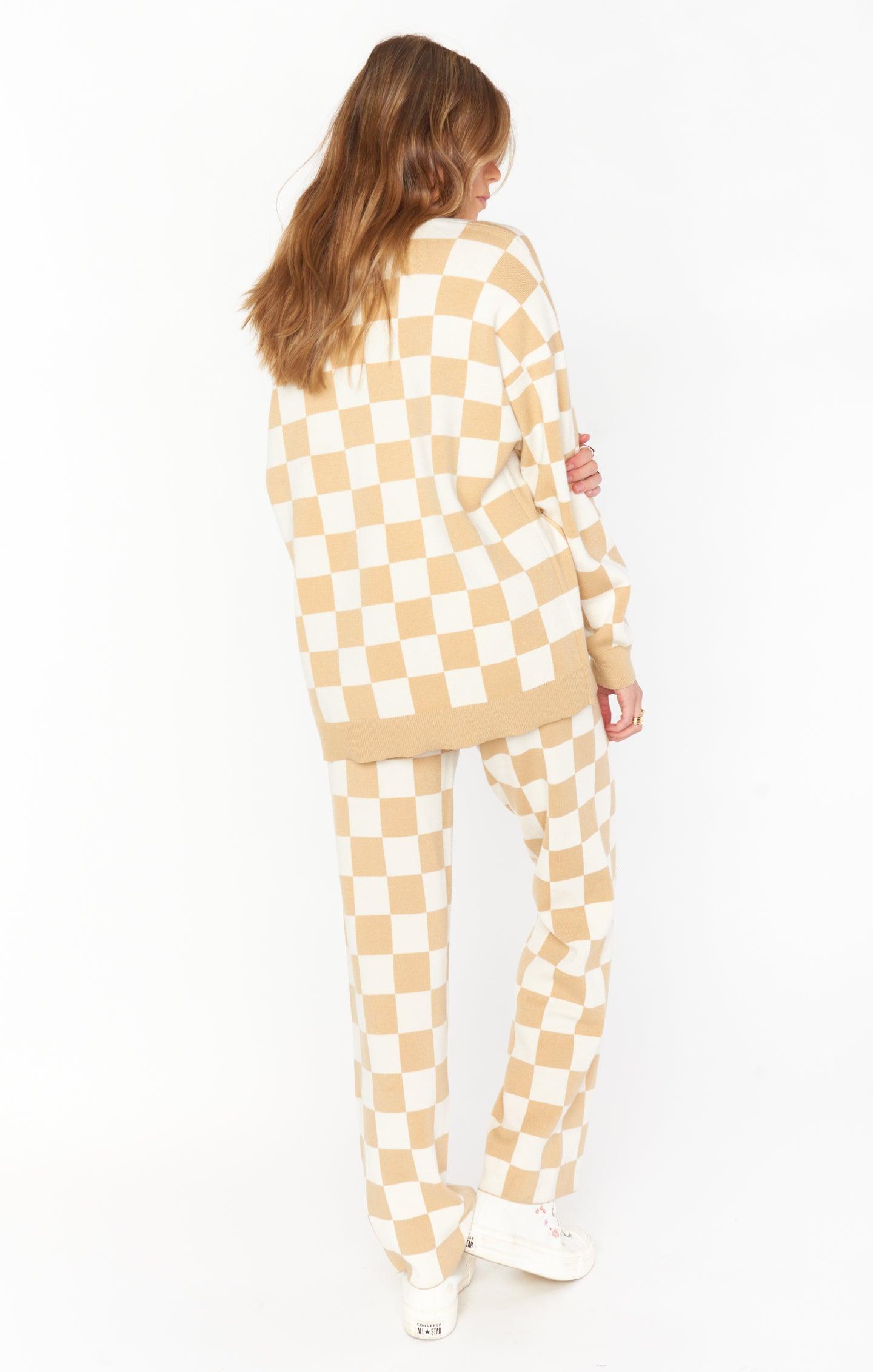 Scout Sweater ~ Tan Checker Knit Product Image