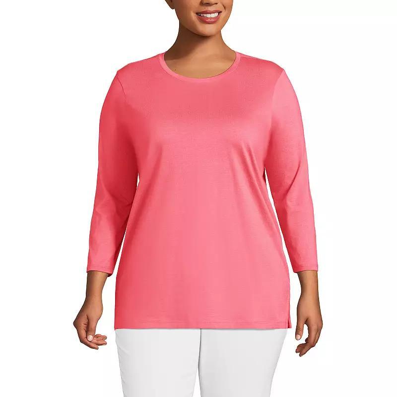 Plus Size Lands' End Supima Cotton Relaxed Fit Crewneck Tunic, Women's, Size: 3XL, Soft Orchid Stripe Product Image