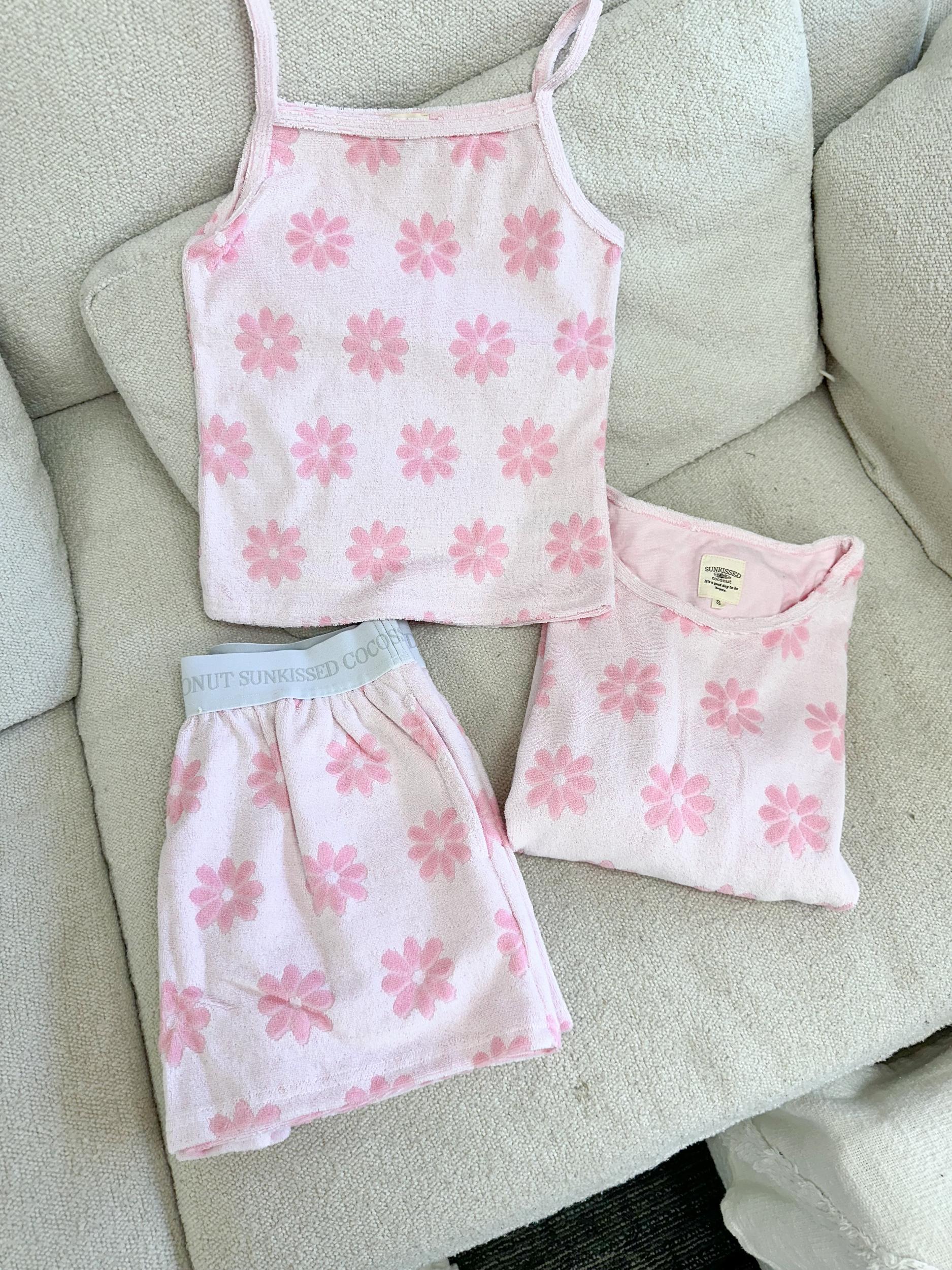 Pink Flower Pajama Shorts Product Image