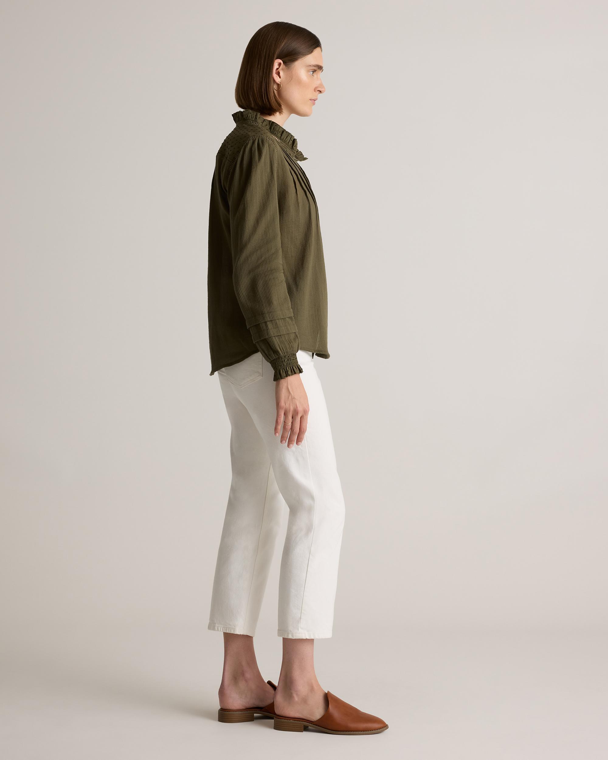 Quince | Women's Organic Textured Cotton Peasant Blouse Size XS, Organic Cotton Product Image