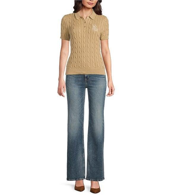Lauren Ralph Lauren Cable Knit Polo Short Sleeve Top Product Image