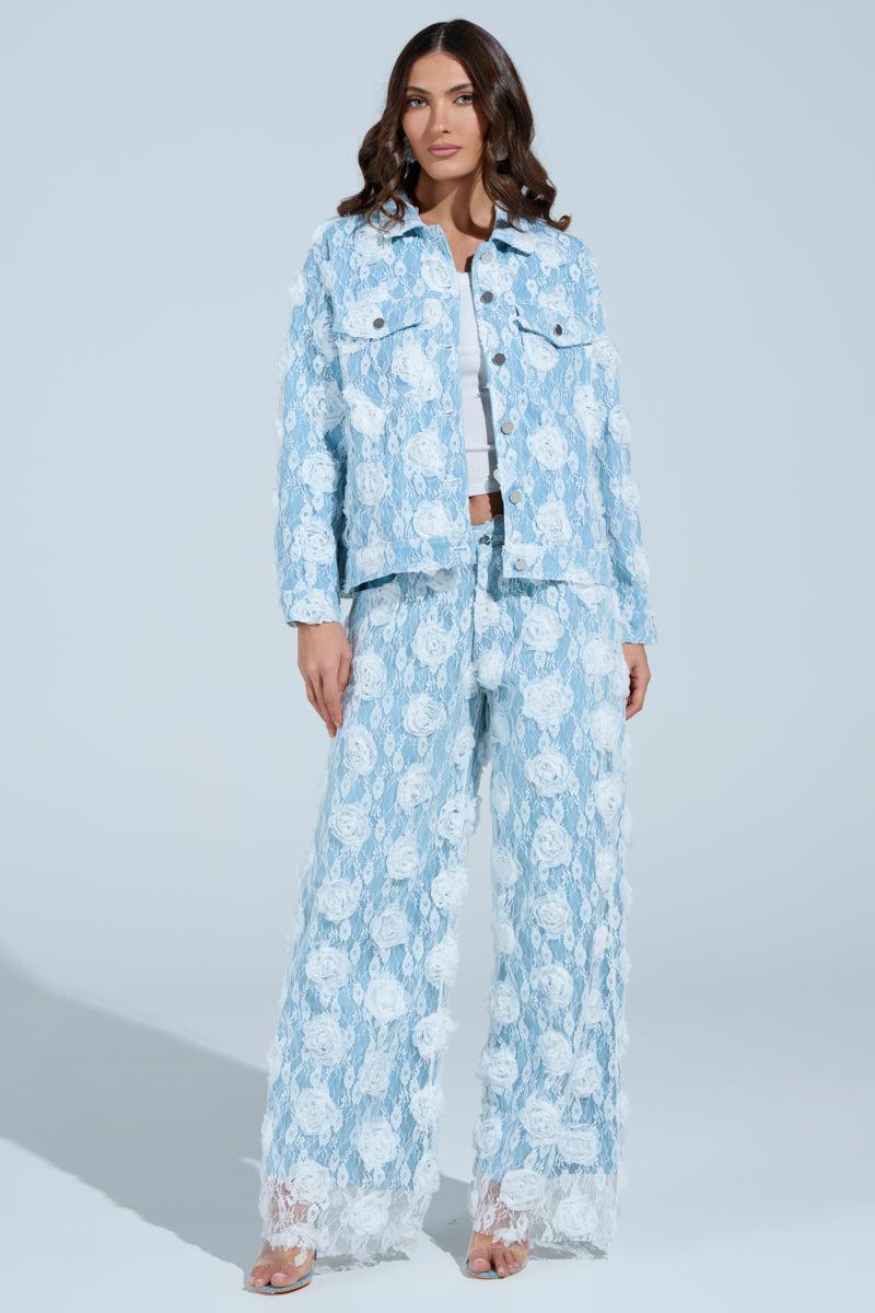 FOLLOW MY LEAD APPLIQUE DENIM JACKET Product Image