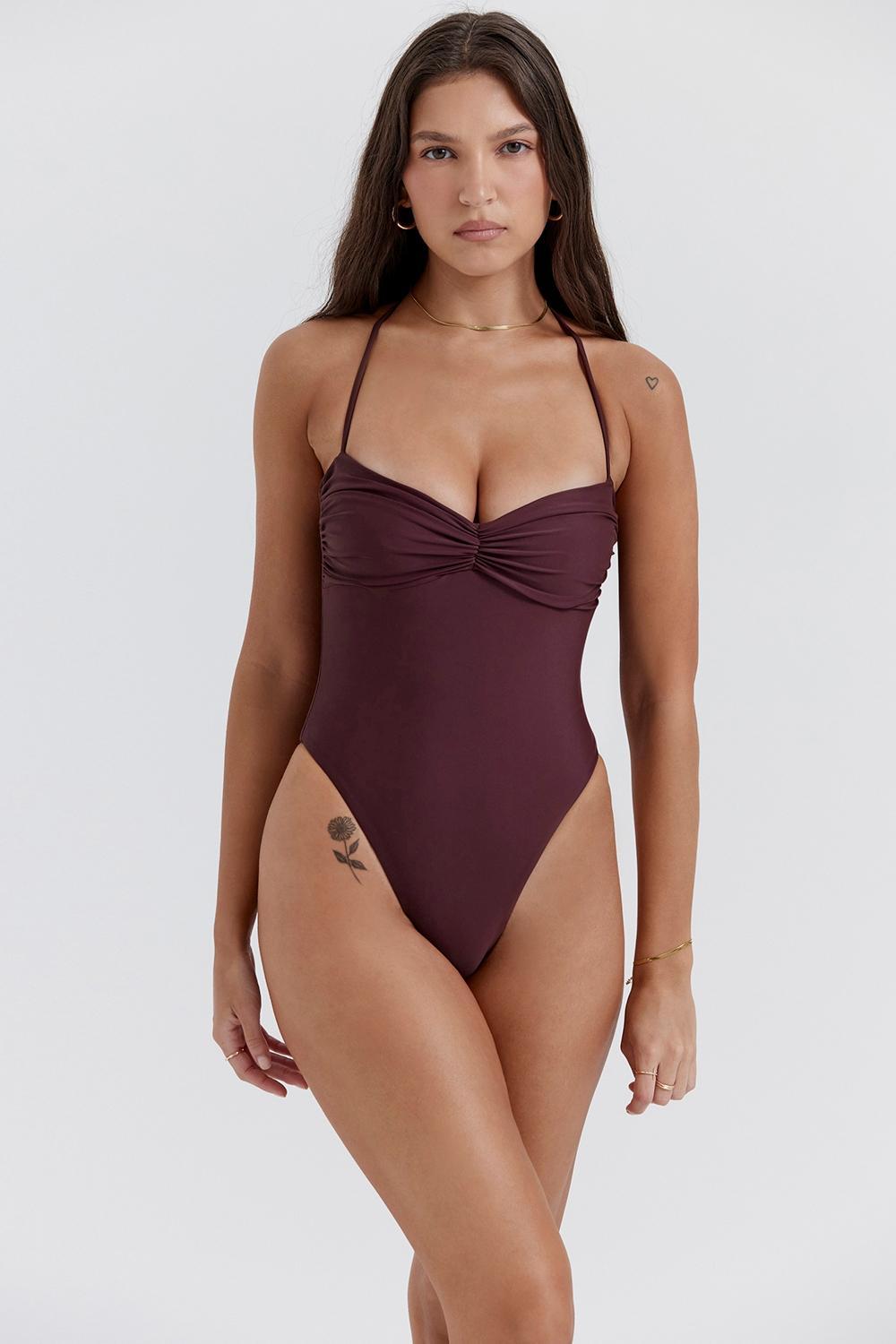 Lourdes  cacao underwired bikini top Product Image