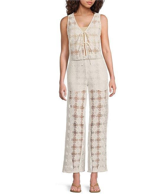 Lucy Paris Crochet Harper Flat Front Wide Leg Coordinating Pants Product Image