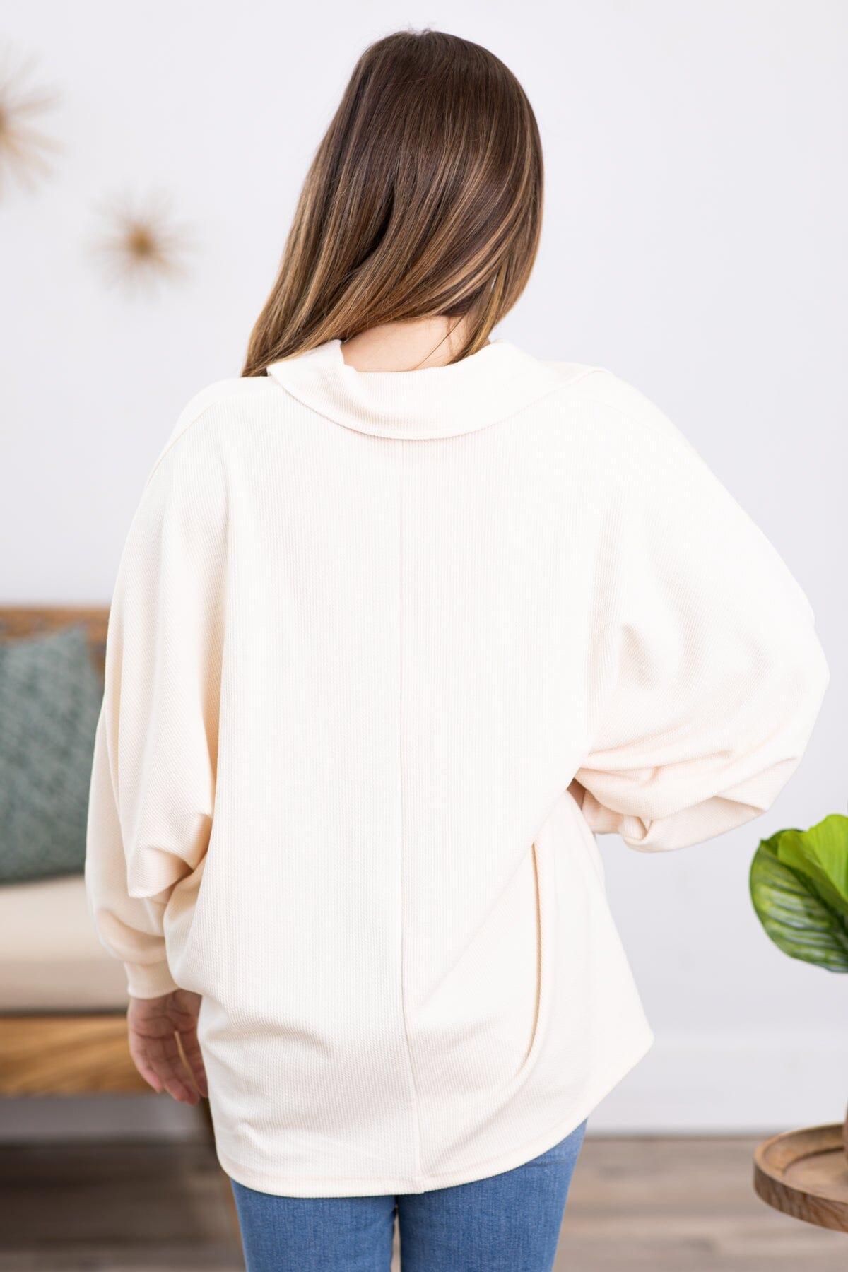 Cream Pullover With Pocket Detail Product Image