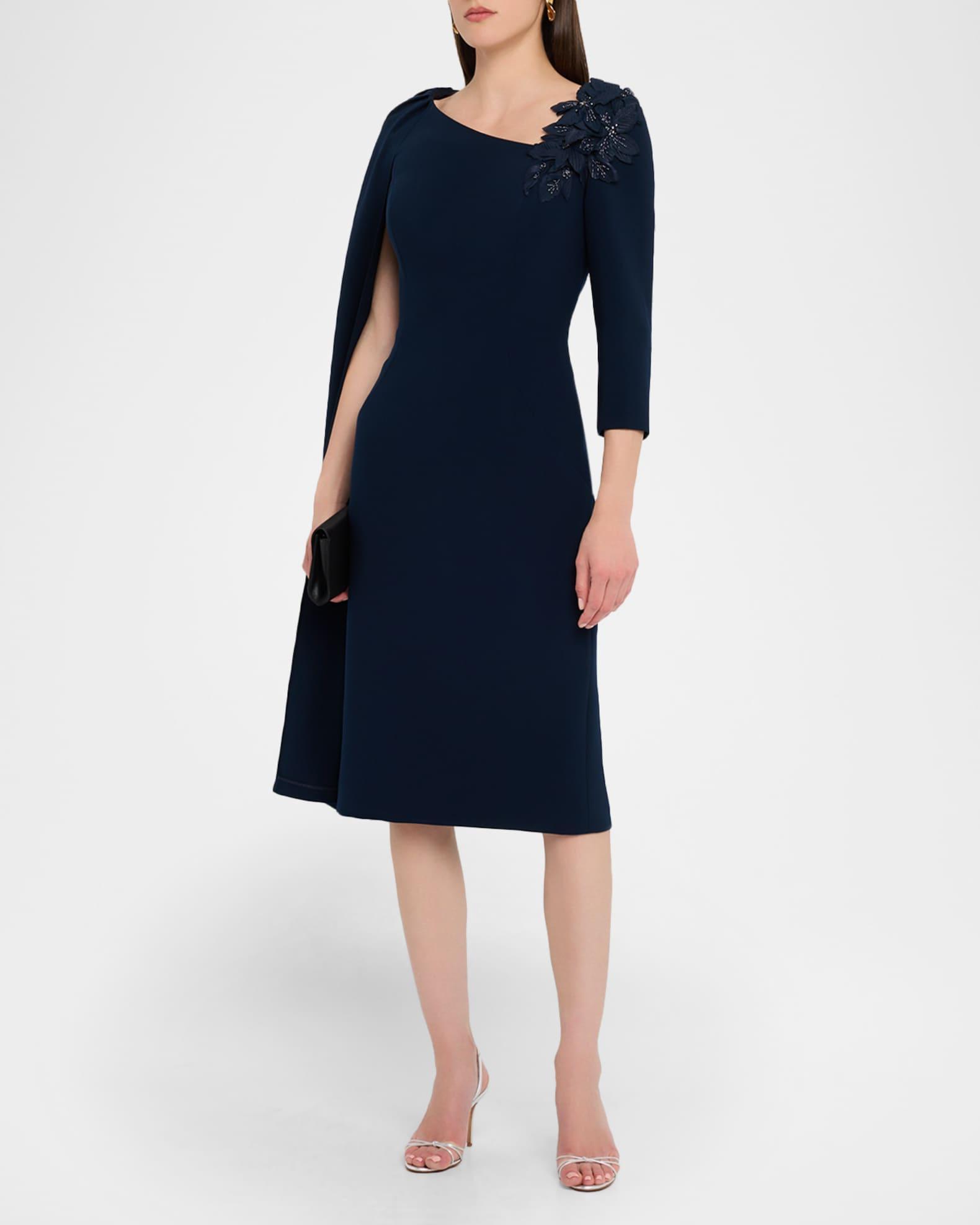 Cape-Sleeve Crepe Midi Dress Product Image