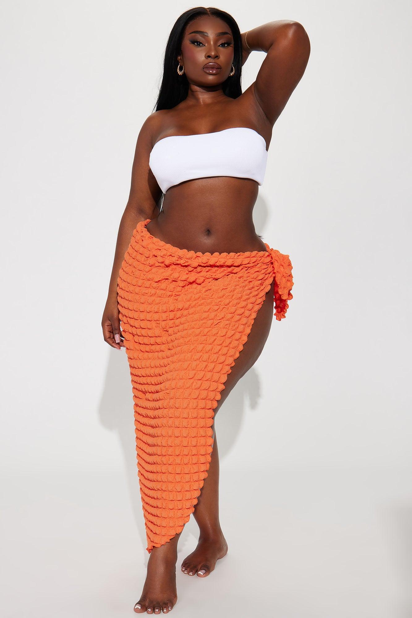 Bri Bubble Maxi Cover Up Tie Sarong - Orange Product Image