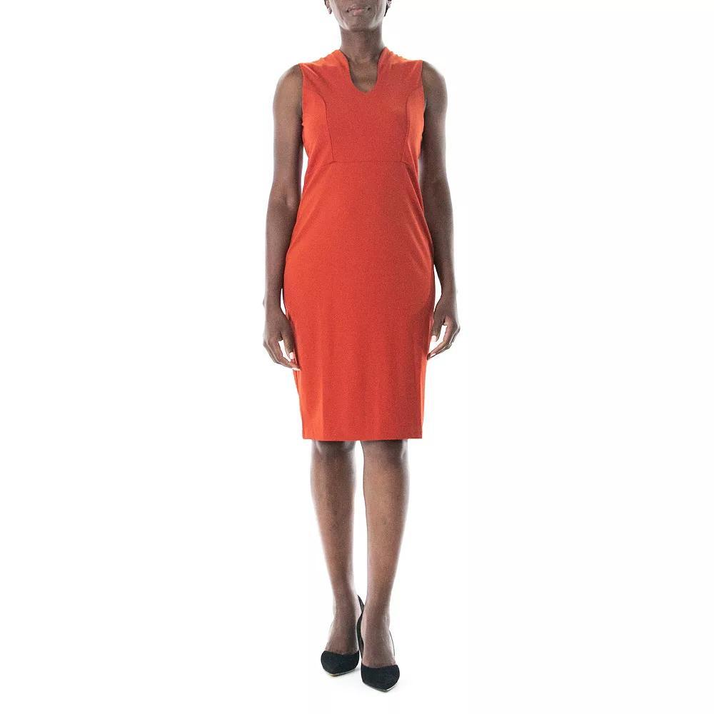 Women's Nina Leonard U-Neck Midi Sheath Dress, Size: Small, Pumpkin Spice Product Image