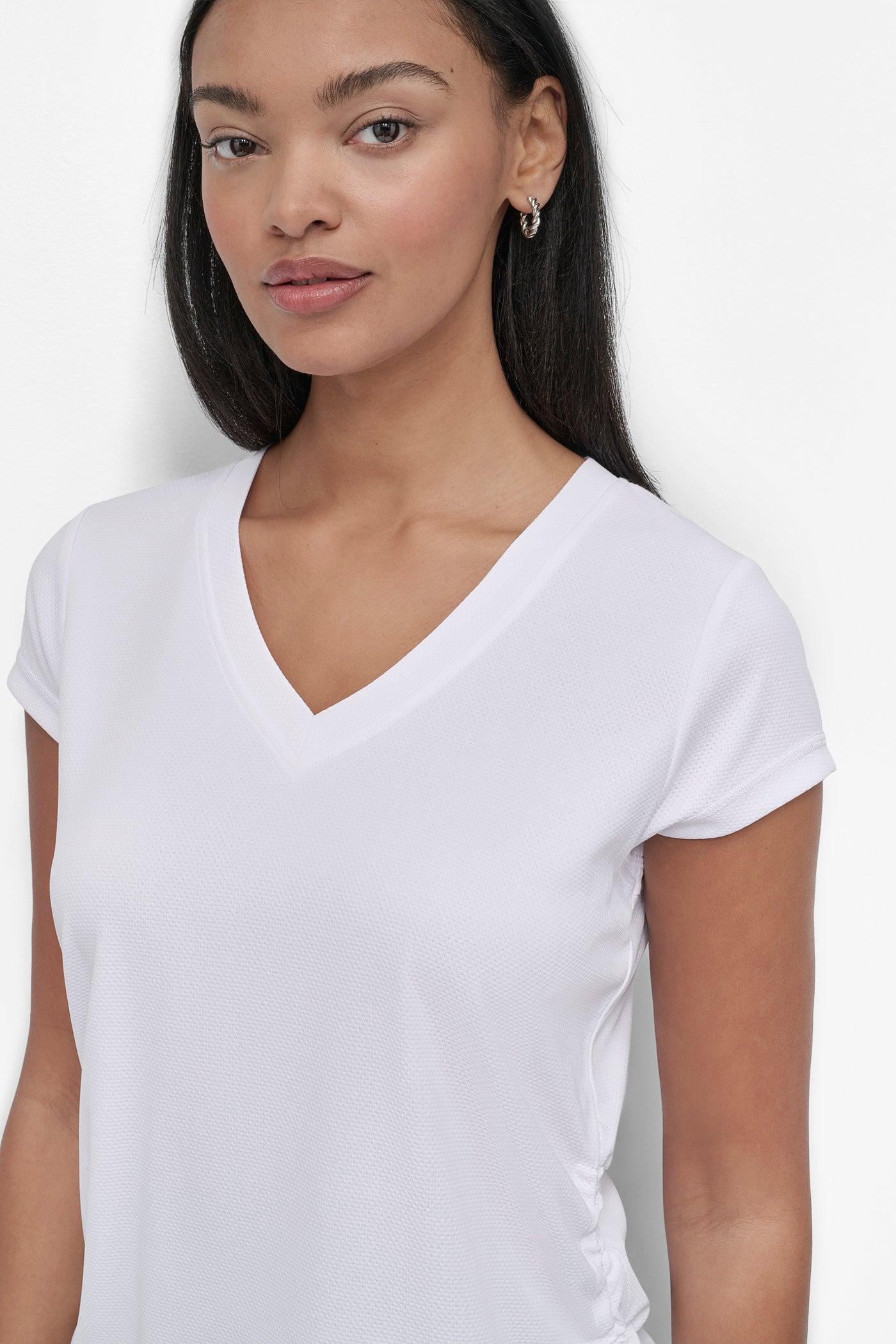 RUCHED TECH-MESH PERFORMANCE TEE Product Image
