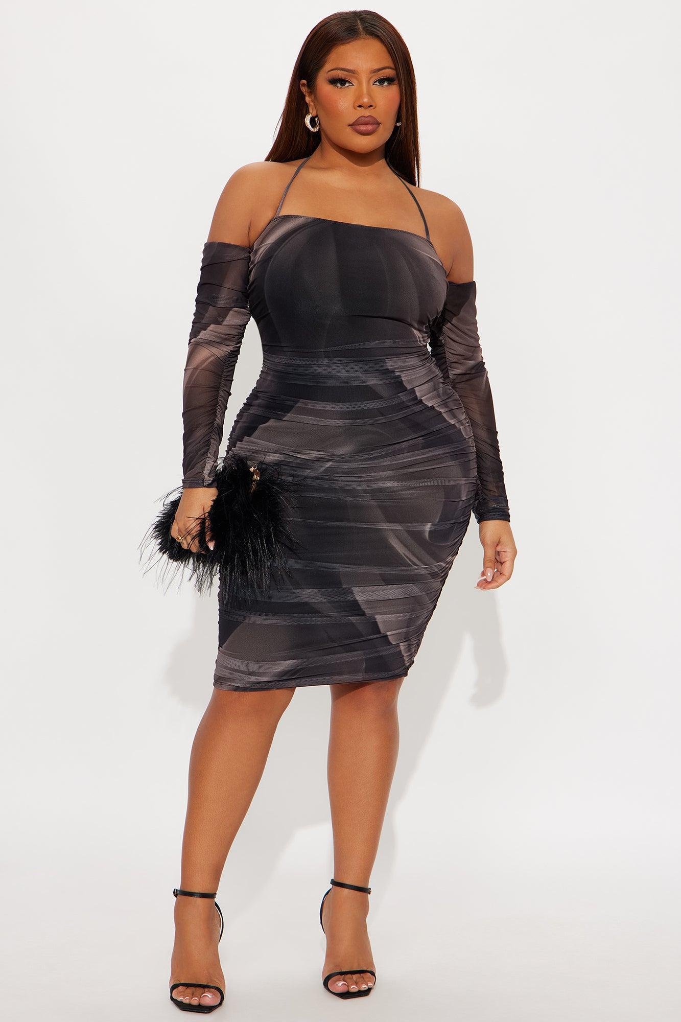 All About The Drama Mesh Midi Dress - Black/combo Product Image
