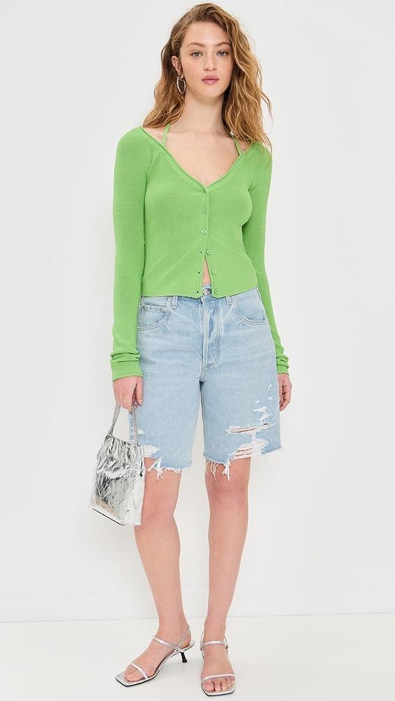 Good American Stretch Rib Knit Off Shoulder Top | Shopbop Product Image