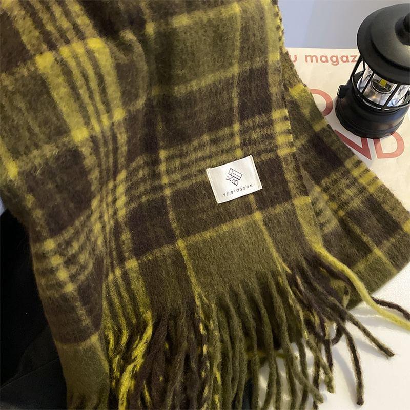 Plaid Fringed Trim Scarf Product Image