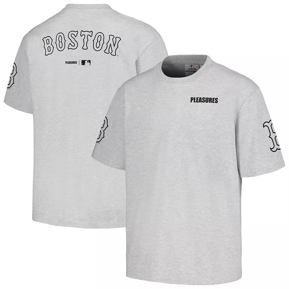 Men's PLEASURES  Gray Boston Red Sox Team T-Shirt, Size: Small, Grey Product Image