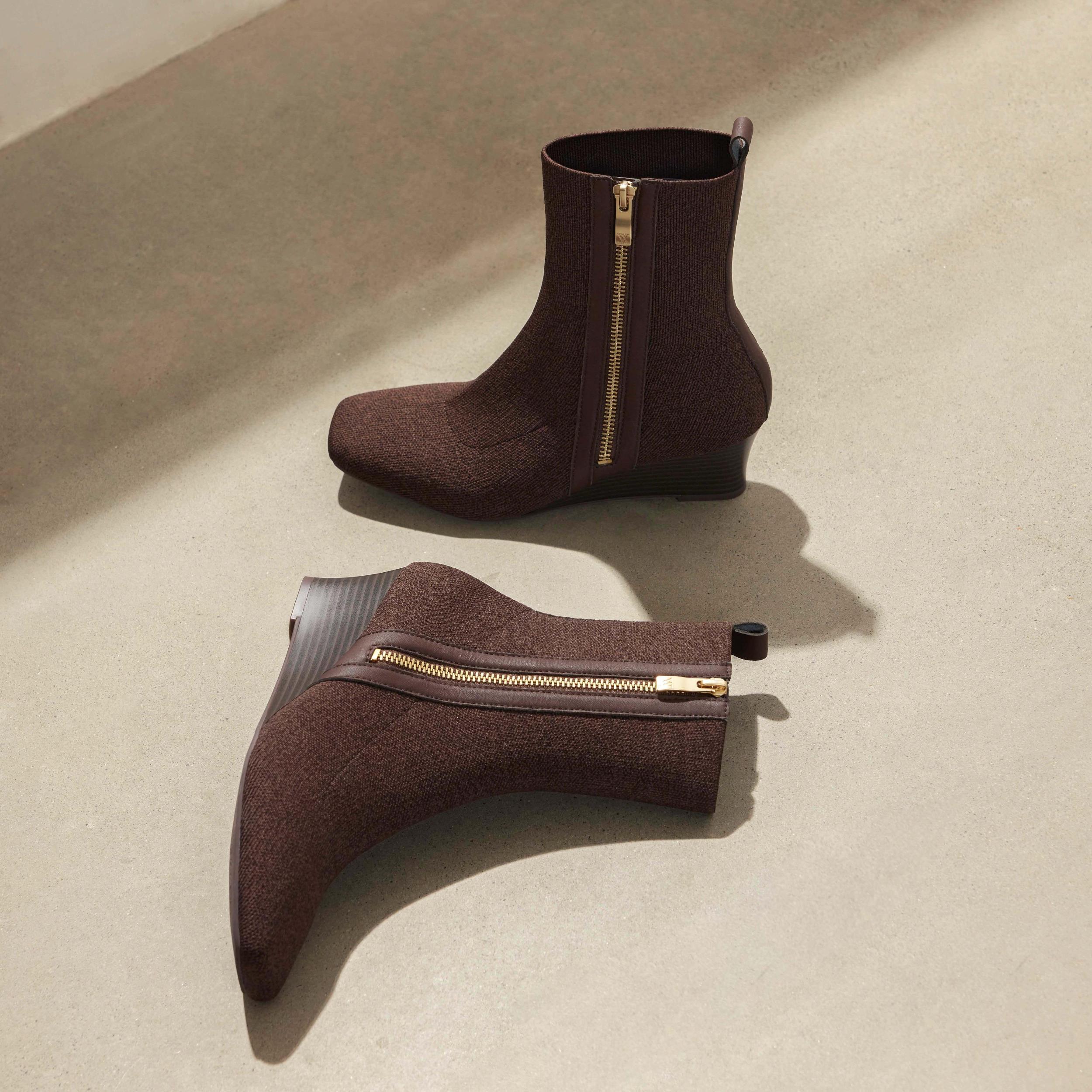 Square-Toe Water-Repellent Zipper Boots (Micaela) Product Image