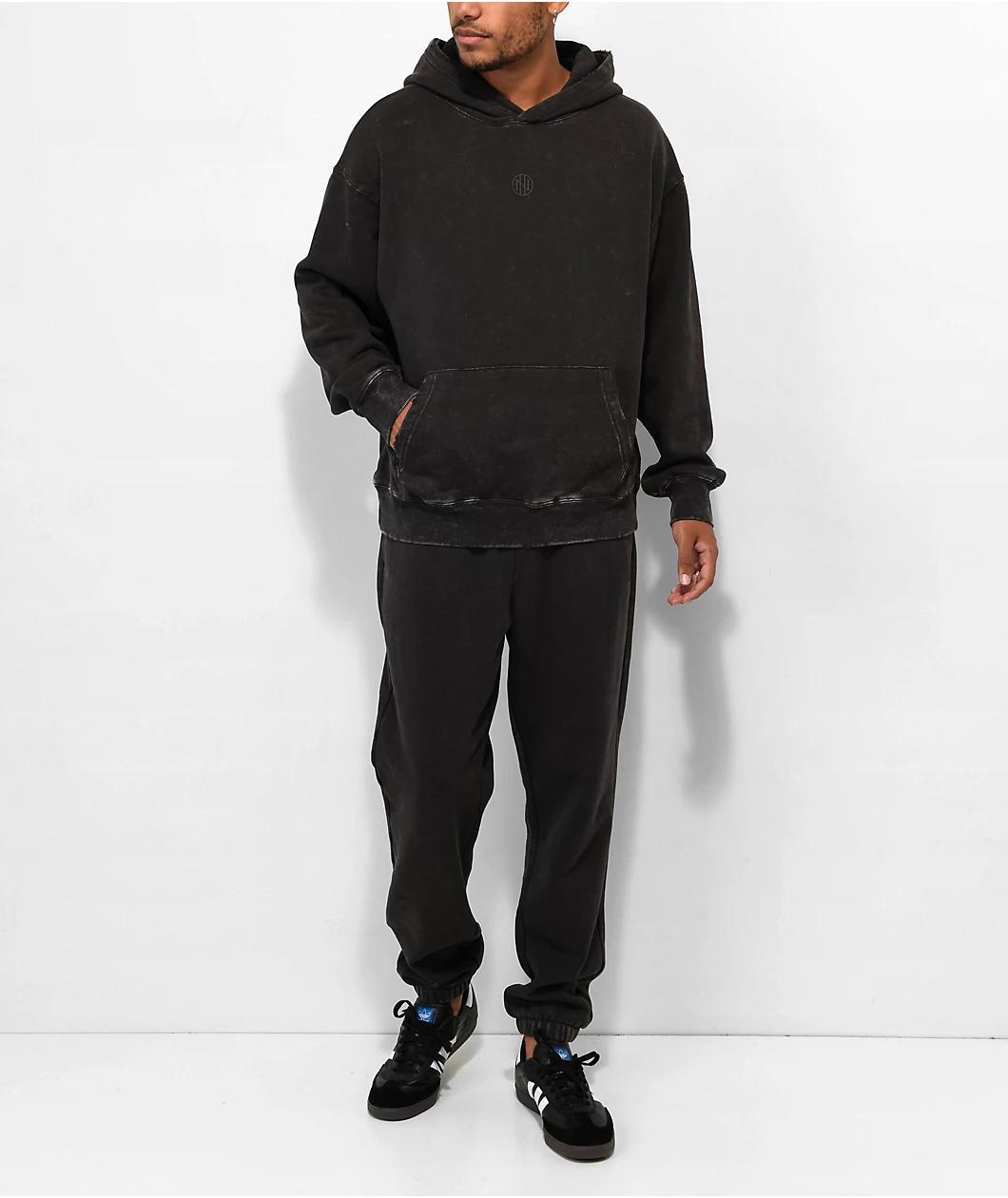 Ninth Hall Fundamentals Distressed Black Boxy Hoodie Product Image