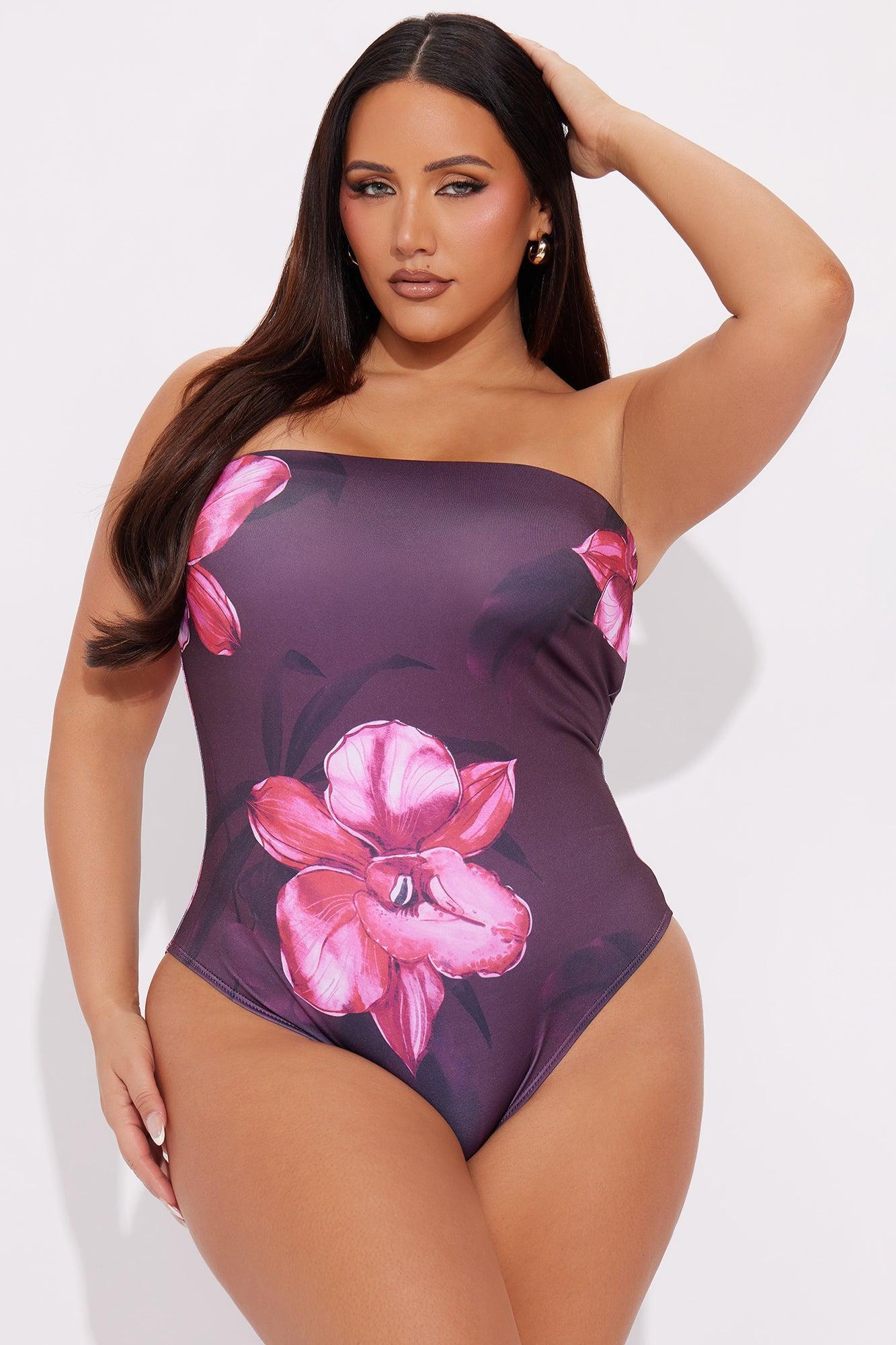 Dawn Floral Strapless Bodysuit - Burgundy/combo Product Image