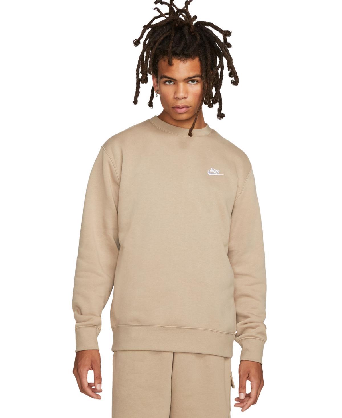 Nike Men's Club Crewneck Sweatshirt in Khaki/White at Nordstrom, Size Small Product Image