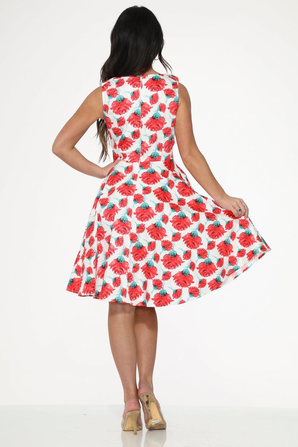White Red Rose Swing Dress Product Image
