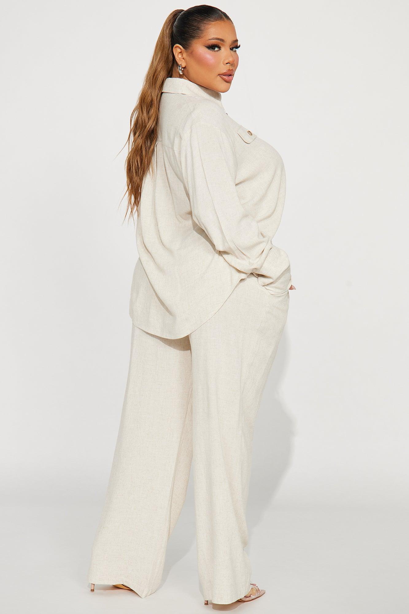 Reese Linen Pant Set - Oatmeal Product Image