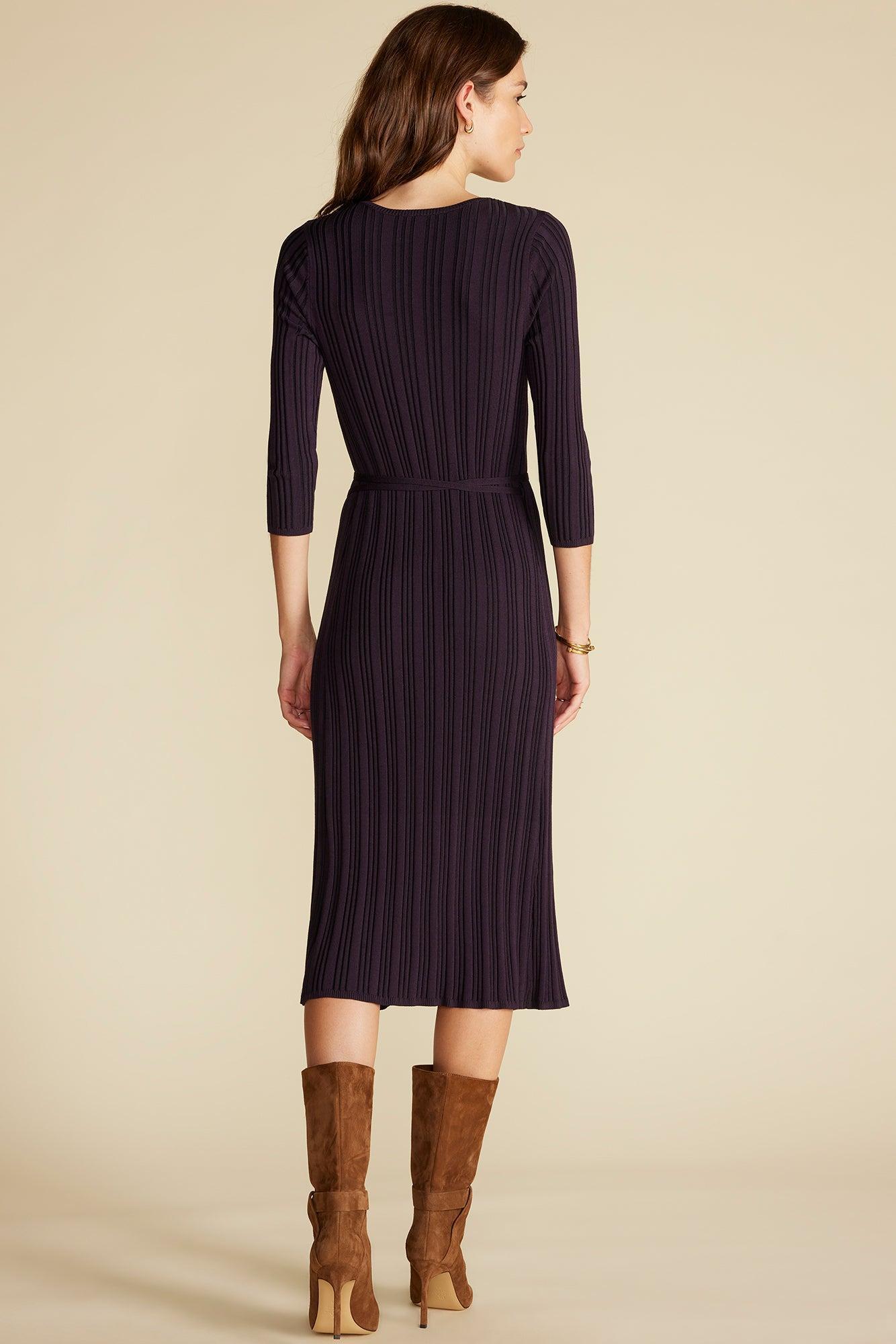 Ila Knit Wrap Dress - Purple Fig Product Image