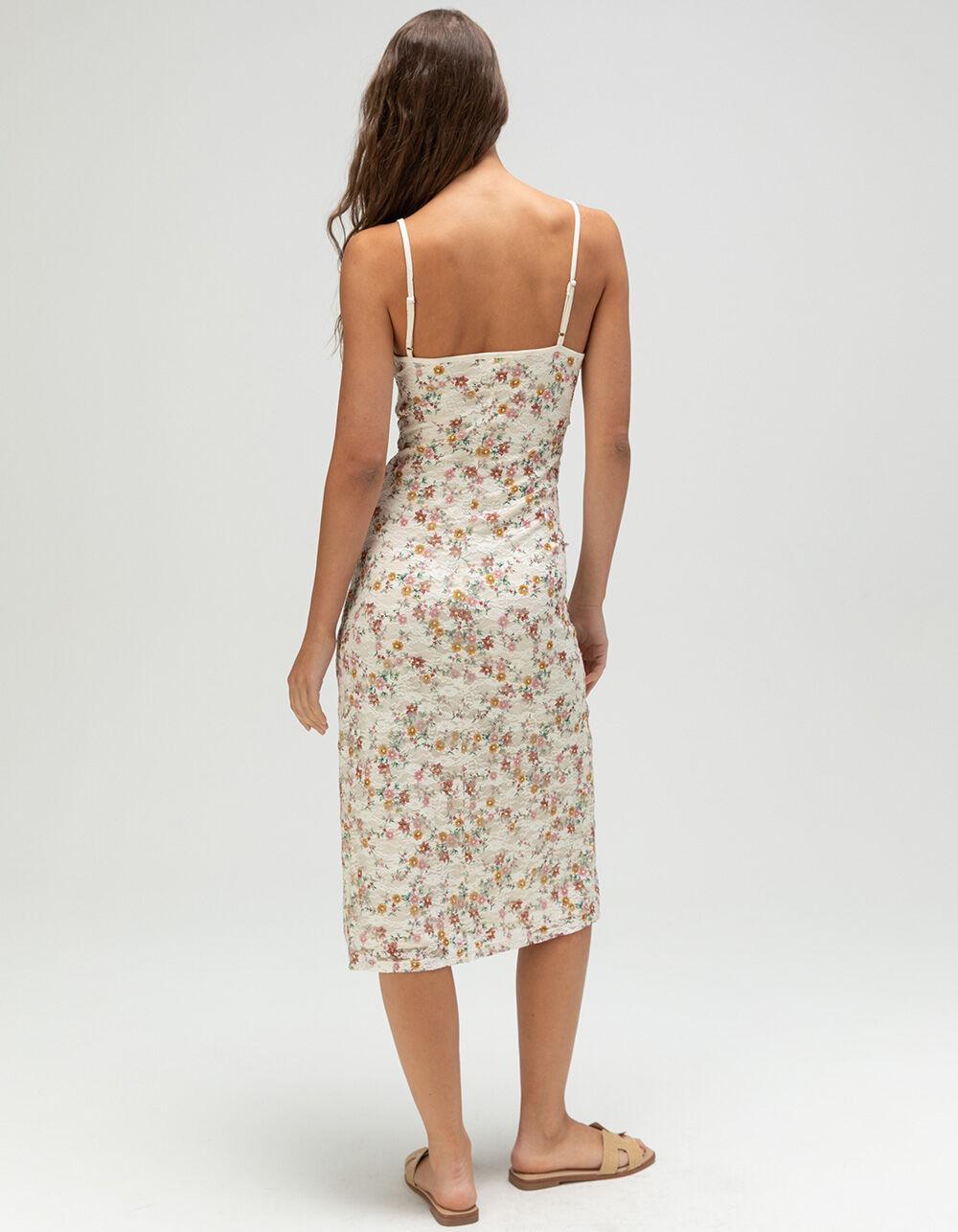 FULL TILT Printed Lace Womens Midi Dress - Cream Combo Product Image