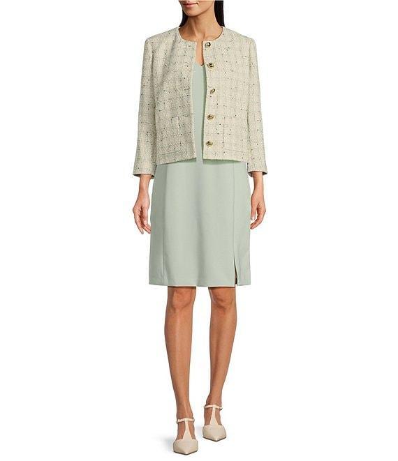 Anne Klein Tweed Round Neck Collarless Jacket Product Image