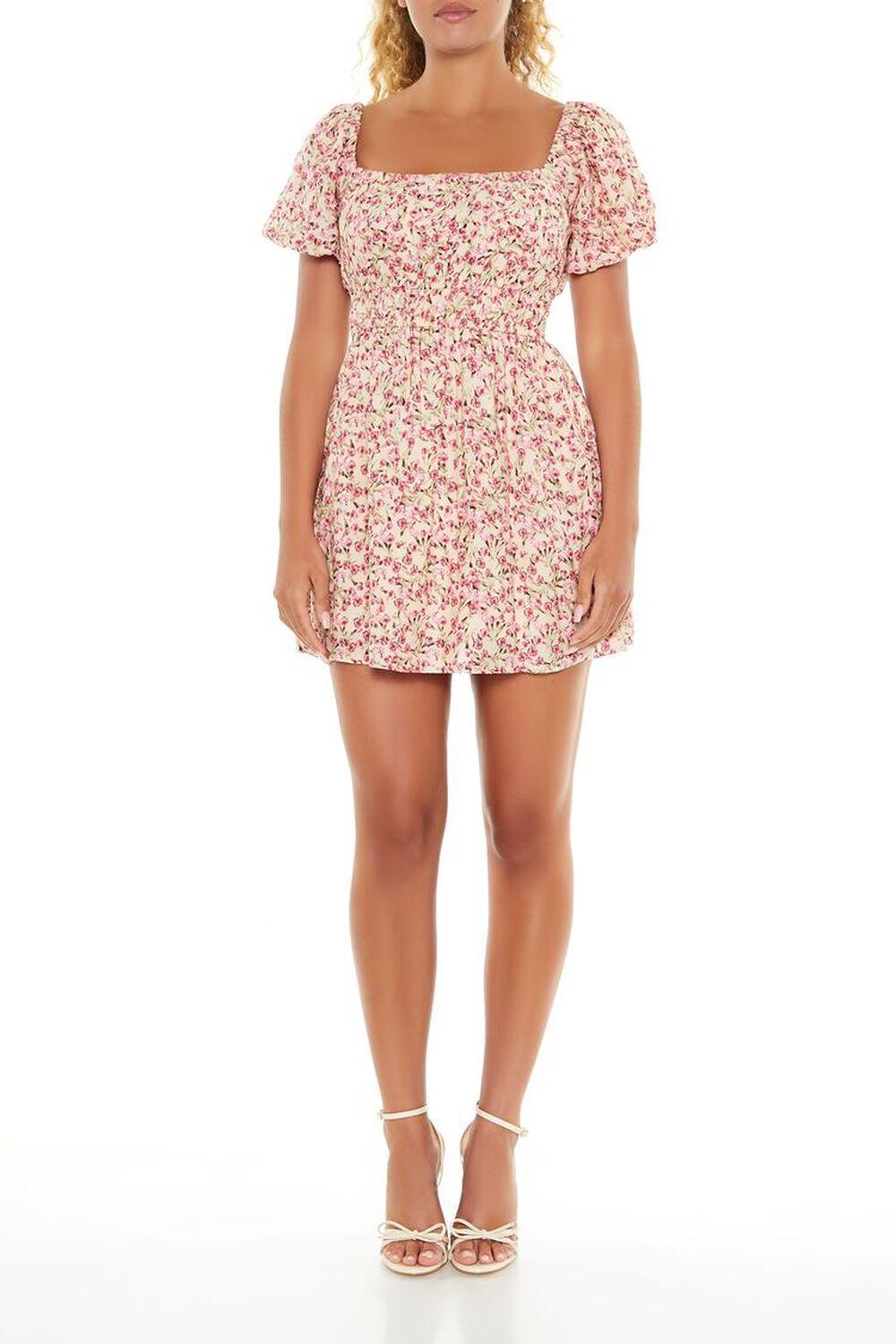Floral Print Babydoll Mini Dress | Forever 21 Product Image