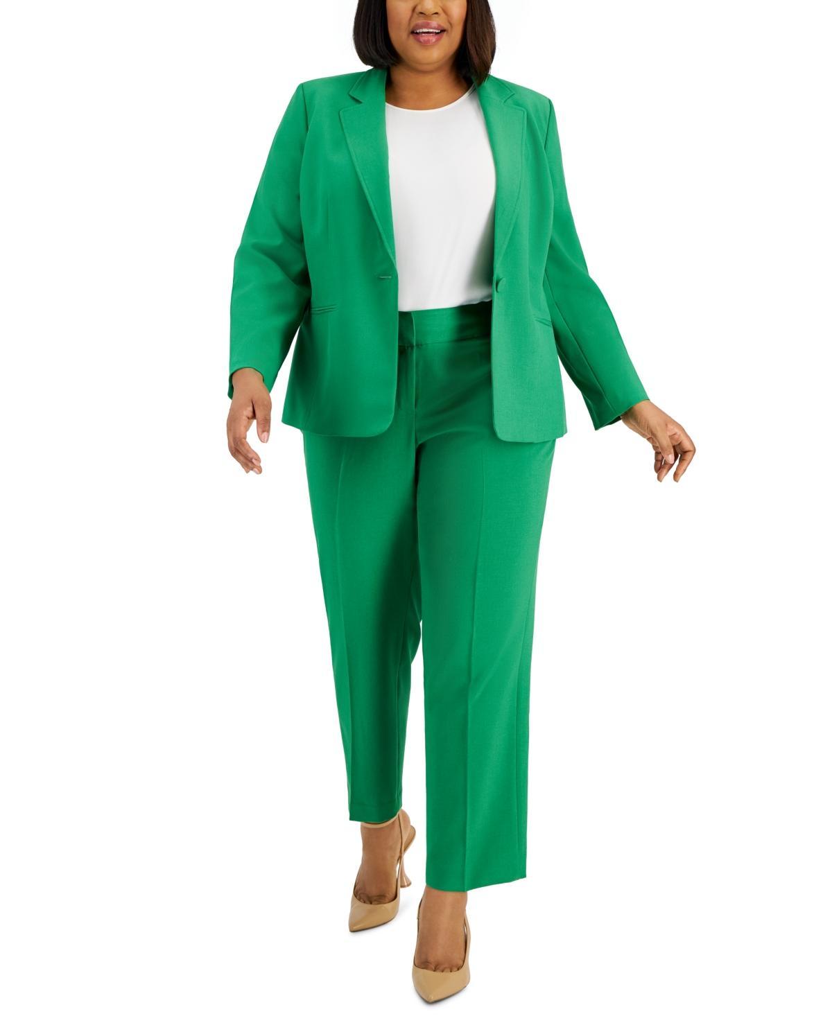 Le Suit Plus Womens Notched-Lapel Blazer Pants Suit Product Image