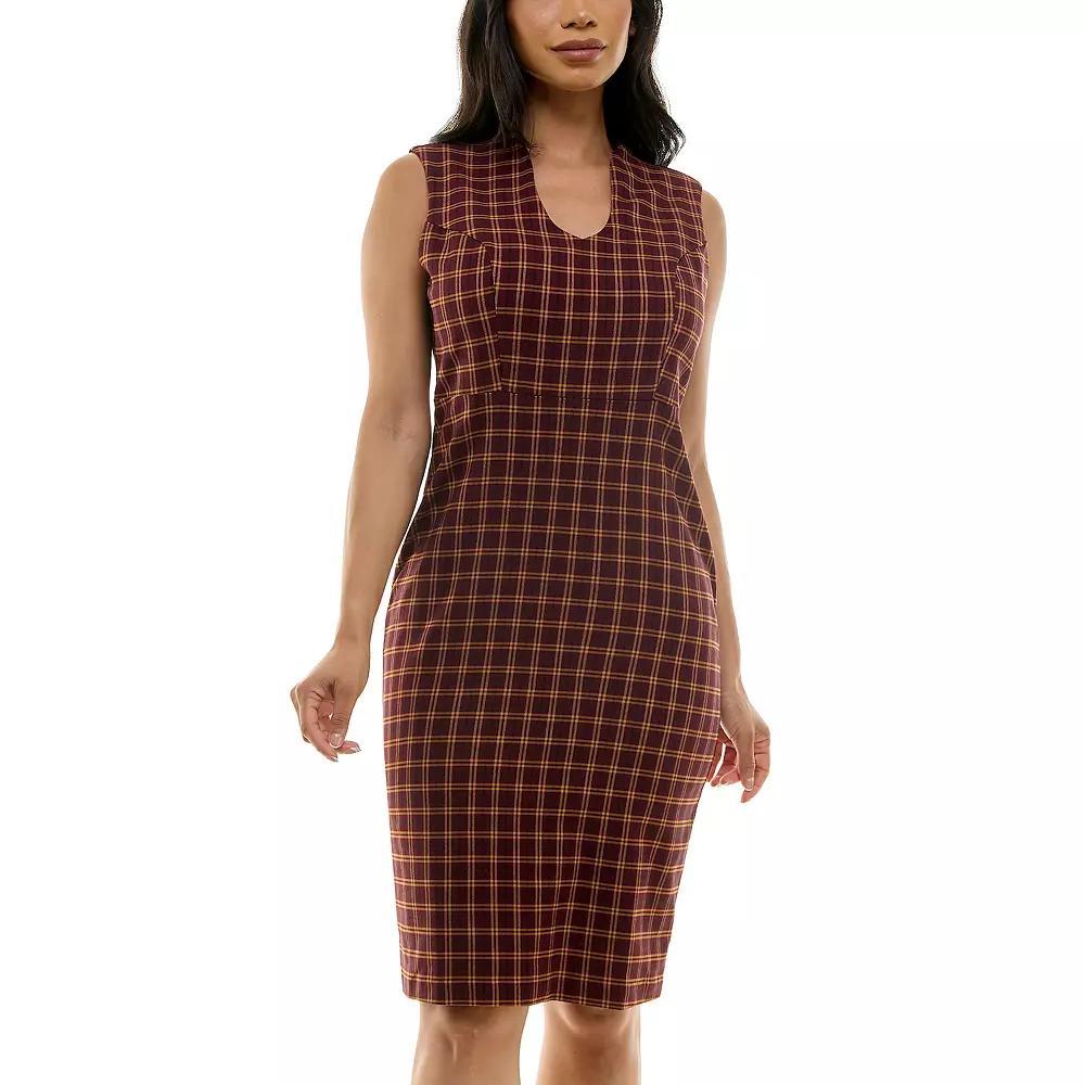 Women's Nina Leonard U-Neck Midi Dress, Size: Small, Red Mustard Product Image