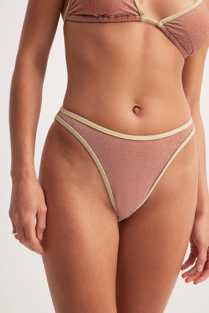 Glittery Contrast Detail Bikini Panty Product Image