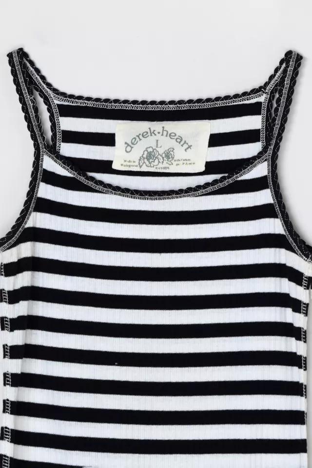 Vintage Y2k Black & White Striped Tank Top Product Image