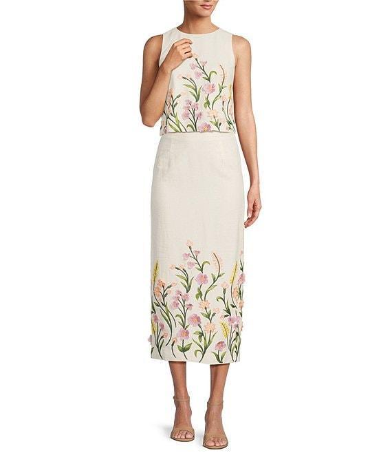 Antonio Melani Slava Embroidered Sleeveless Linen Blouse Product Image