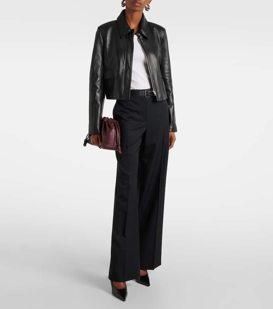 NOUR HAMMOUR Bleeker Cropped Leather Jacket In Black Product Image