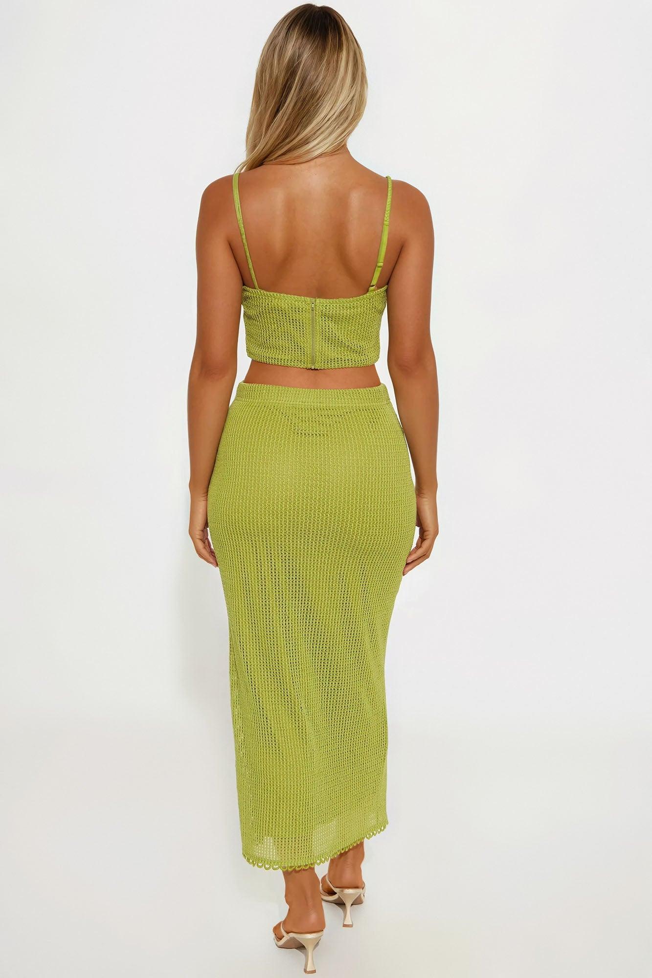 Juliet Crochet Maxi Skirt Set - Chartreuse Product Image