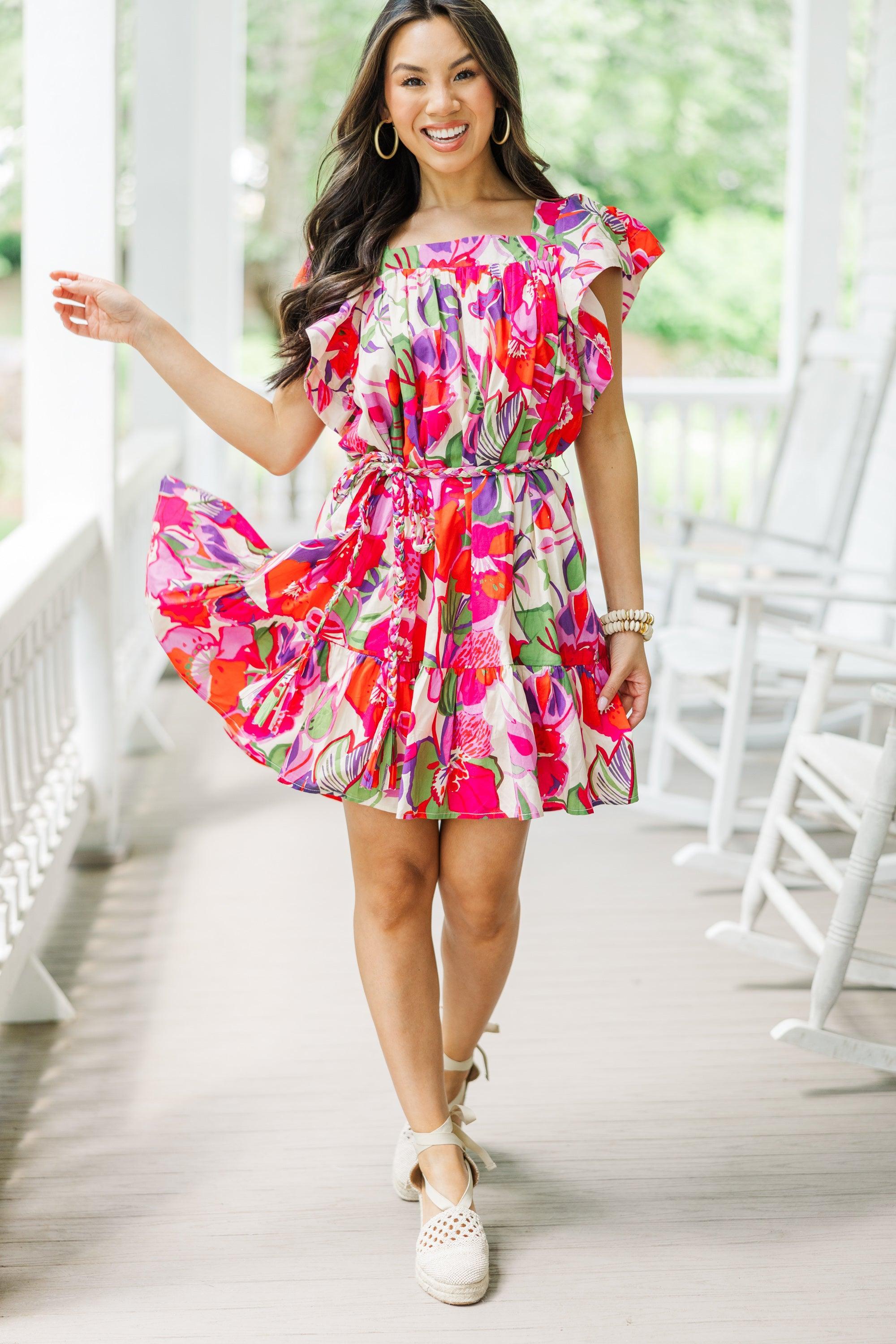 Open Your Heart Pink Floral Dress Female Product Image