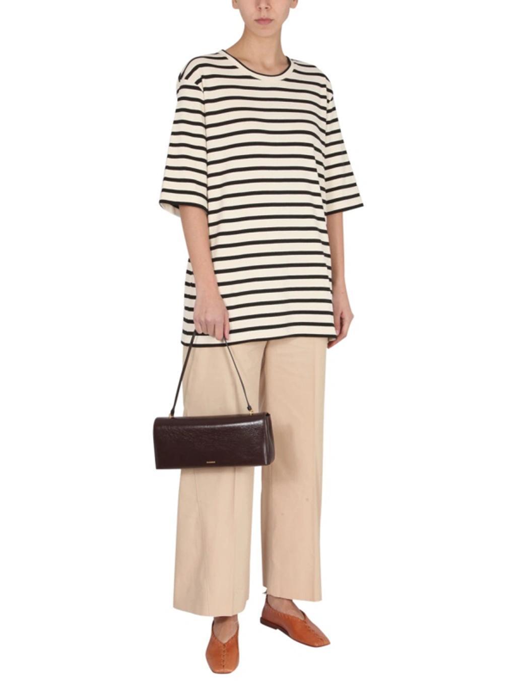 JIL SANDER Cropped Cotton-gabardine Wide-leg Pants In Beige Product Image
