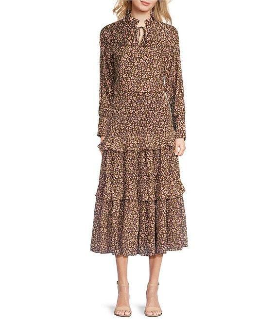 J.McLaughlin Coordinating Guilia Floral Print Tiered Flounce Midi Skirt Product Image