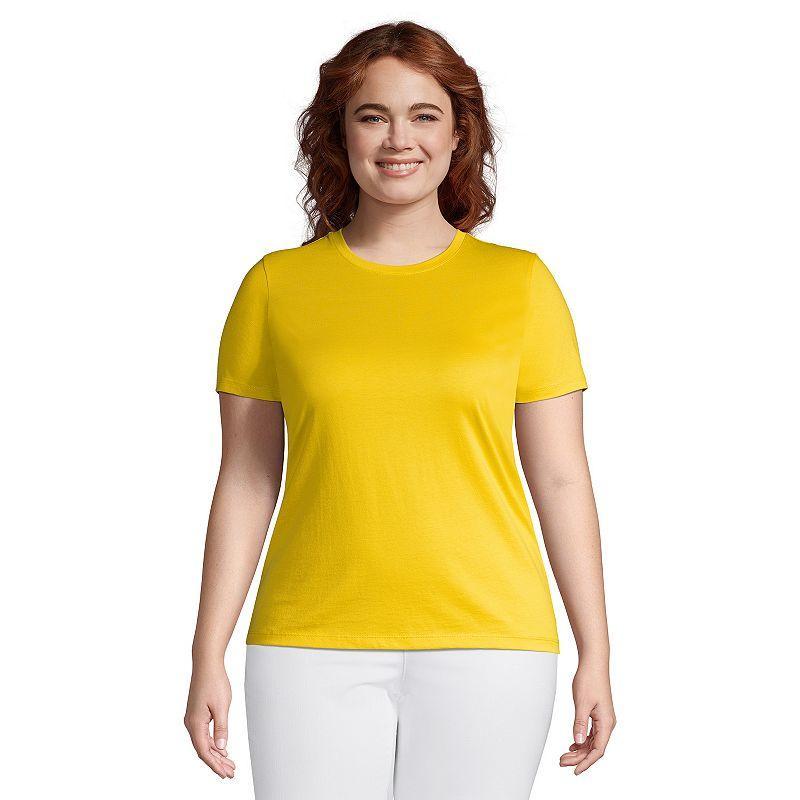 Plus Size Lands' End Relaxed Supima Cotton Crewneck Tee, Women's, Size: 3XL, White Product Image