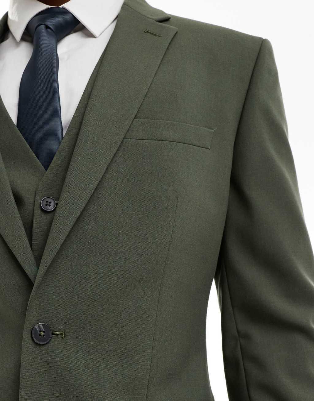 ASOS DESIGN slim suit jacket in dark green Product Image