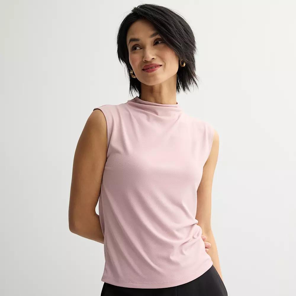 Women's Nine West Drape Mockneck Shell Top, Size: XXL, Washed Purple Product Image
