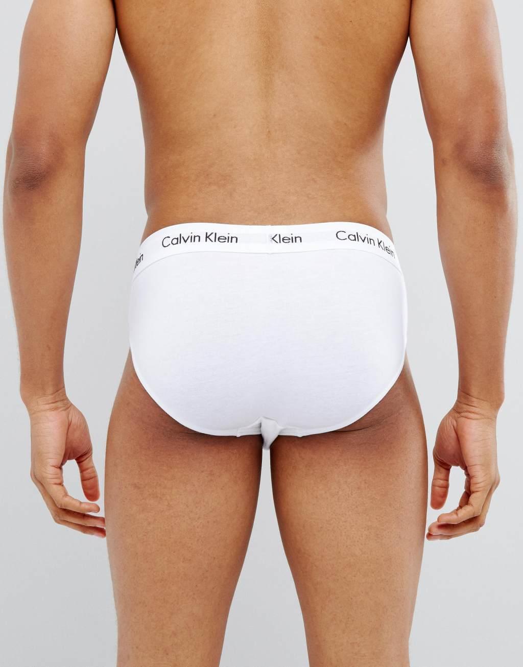 Calvin Klein Cotton Stretch 3-pack briefs in black, white and gray Product Image