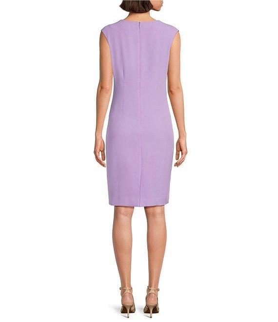 Kasper Split V-Neck Sleeveless Knit Sheath Dress Product Image
